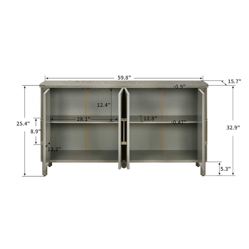Four Door Storage Cabinet with Curved Countertop