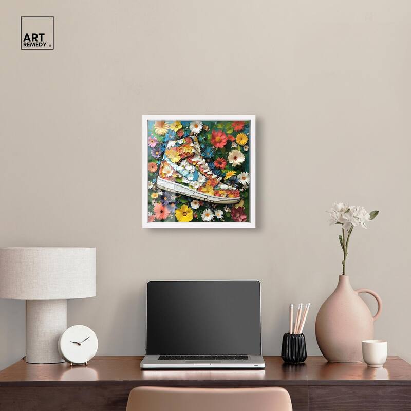 Painted in Floral Sneaker Shadowbox by Art Remedy