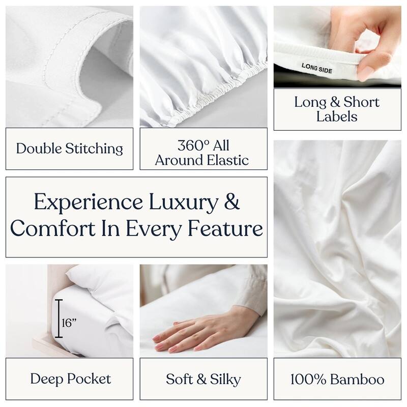 Delara Viscose Derived from Bamboo Fitted Sheet, Deep Pocket, Ultra-Soft Cooling Fitted Bed Sheet