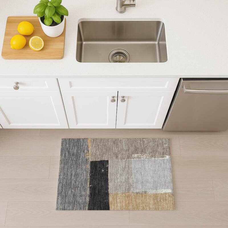 Machine Washable Indoor/ Outdoor Abstract Kraig Chantille Rug