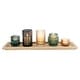 preview thumbnail 5 of 3, Embossed Glass and Metal Tealight Candle Holders in a Wood Tray