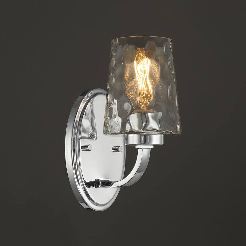 Acroma 1-Light Modern Glam Wall Sconce with Textured Glass Shade
