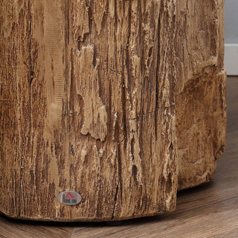 Decorative Side Table with Round Tabletop, Wood Grain Finish