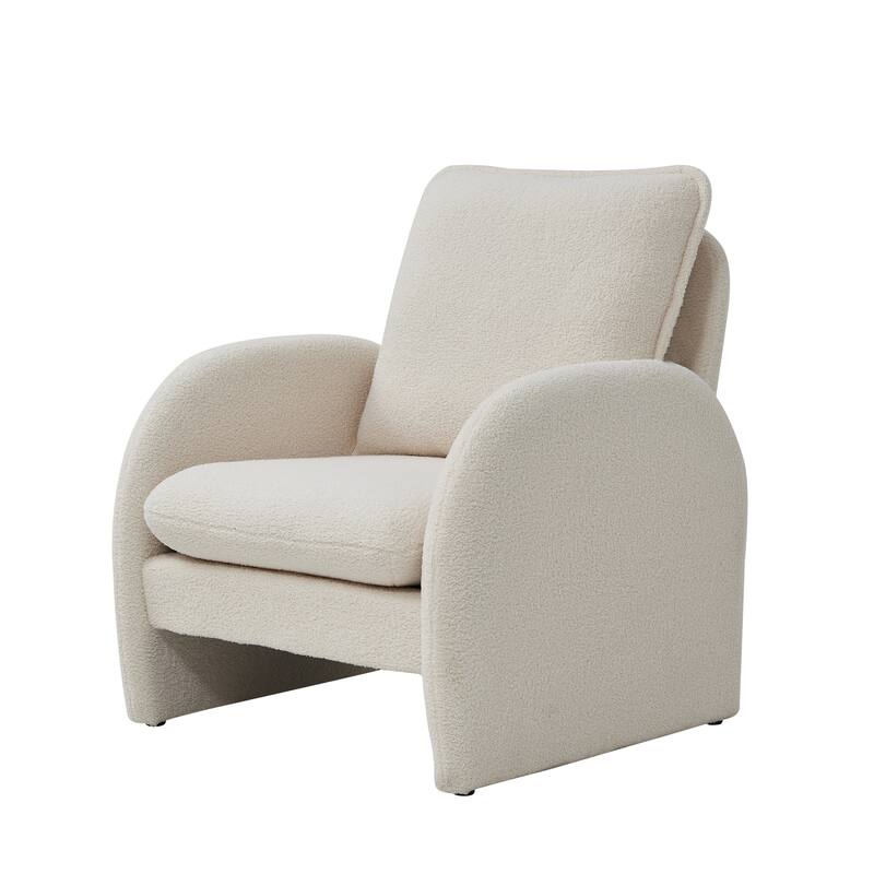 Sherpa Upholstered Accent Armchair Fabric Leisure Chair with High Back & Armrest Comfy Single Sofa Vanity Chair