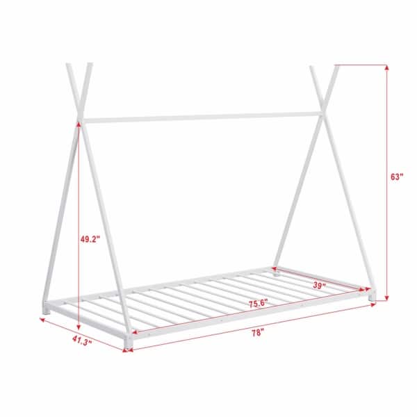 Metal Twin Size House Platform Bed with Triangle Structure, Black main image 1