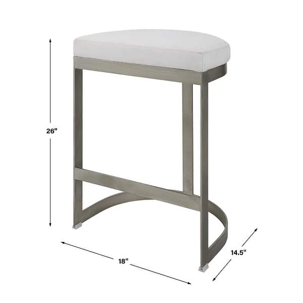 Uttermost Ivanna Backless Silver Counter Stool - 18"W x 26"H x 14.5"D