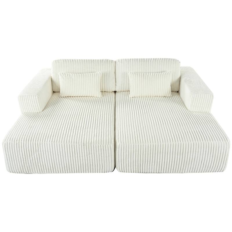 Corduroy Double Sofa Bed with 2 Pillows