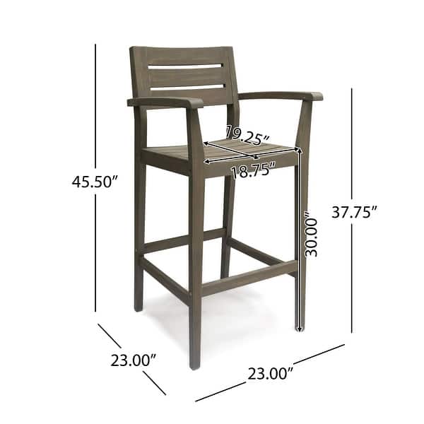 dimension image slide 1 of 2, Stamford Outdoor Acacia Barstool (Set of 4) by Christopher Knight Home