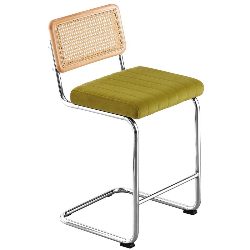 Velvet Upholstered Rattan Counter/Bar Stools, Set of 2/3