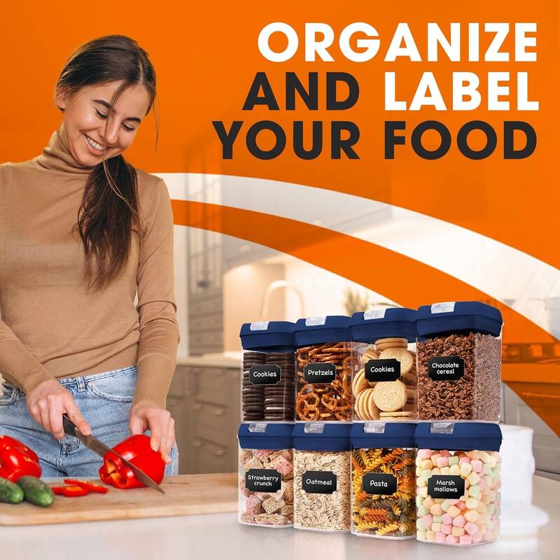 Cheer Collection Set of 8 Uniform Size Airtight Food Storage Containers