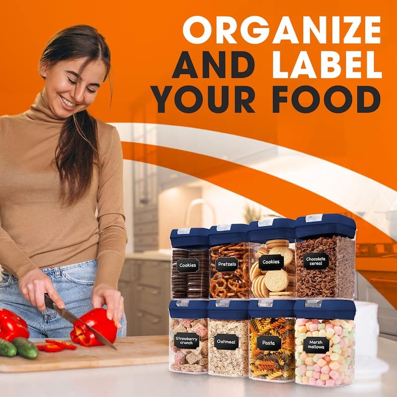 Cheer Collection Set of 8 Uniform Size Airtight Food Storage Containers