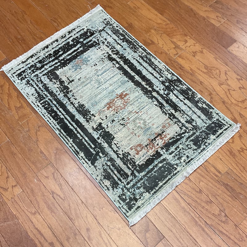 HERAT ORIENTAL Turkish Modern Erased Design Wool & Silk Rug - 2' x 2'11"