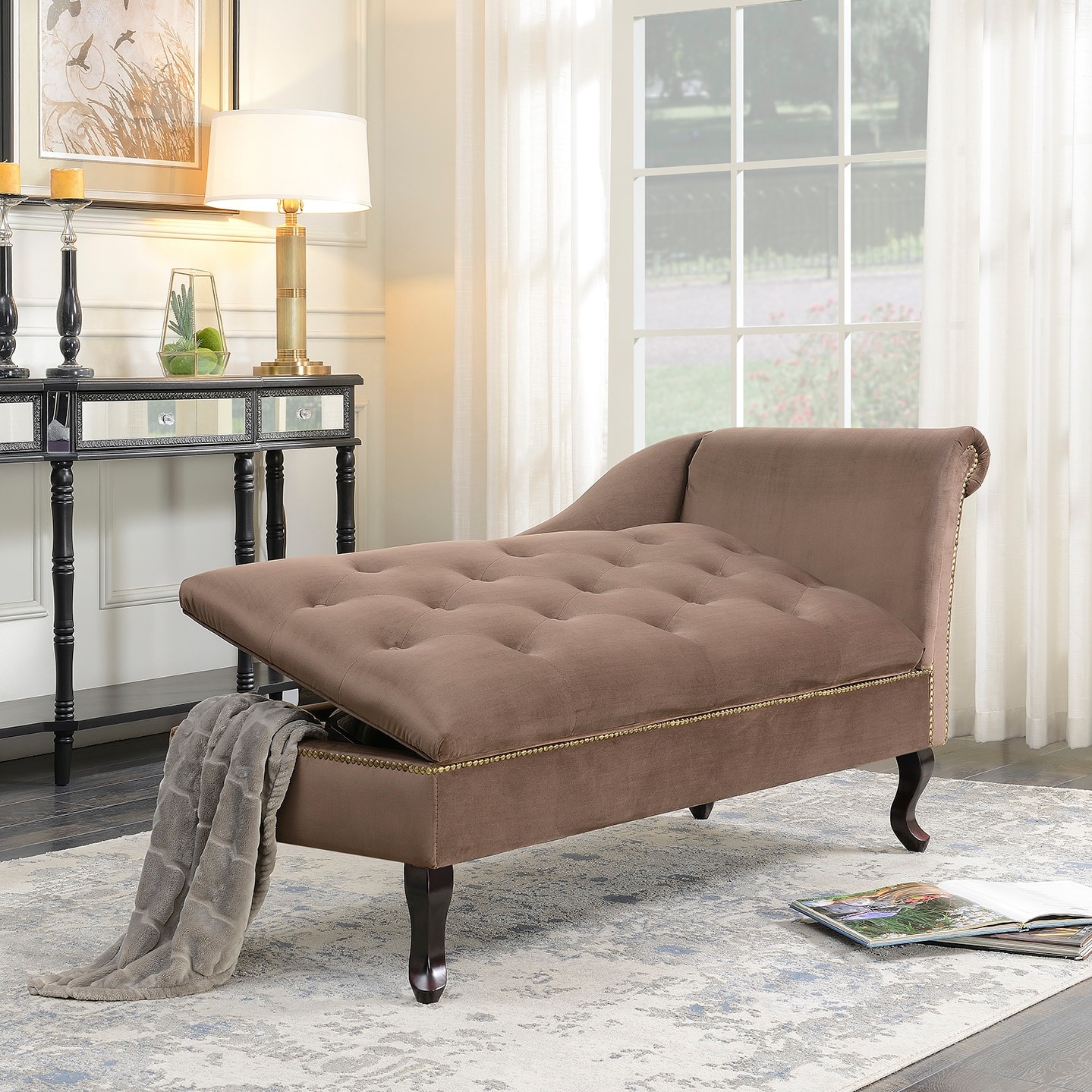 Shop Belleze Velveteen Tufted Open Fold Spa Chaise Lounge Chair Couch