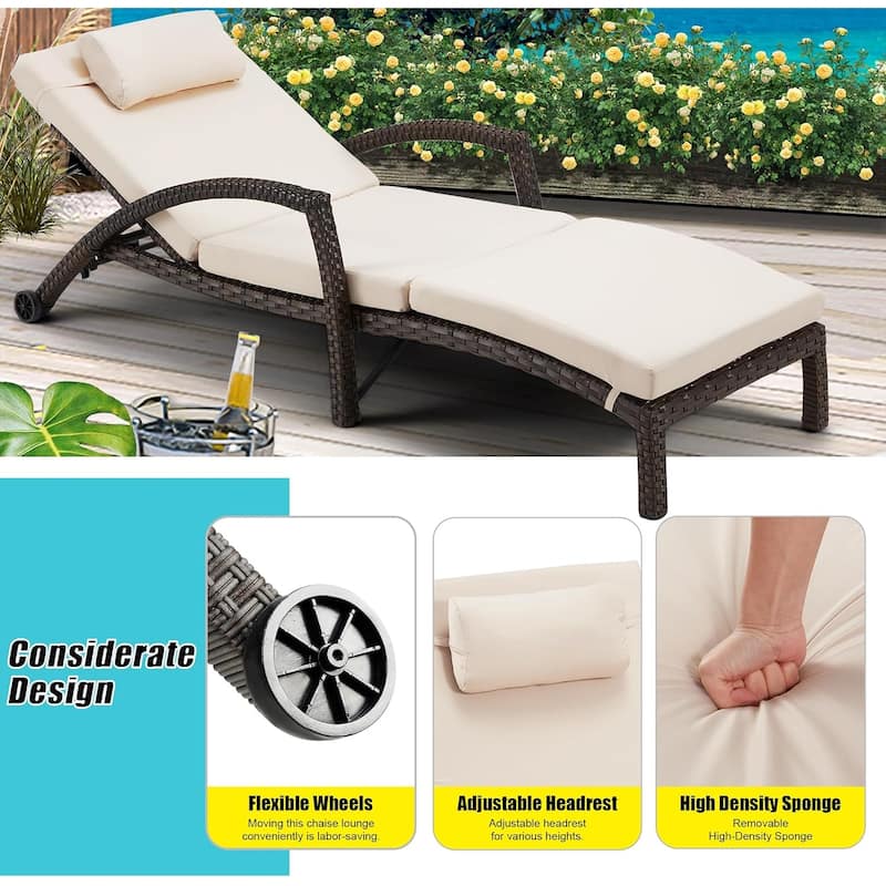 EROMMY Outdoor Patio Lounge Chair, Adjustable Recliner Outdoor Lounge Chairs, Multiple Colors Available