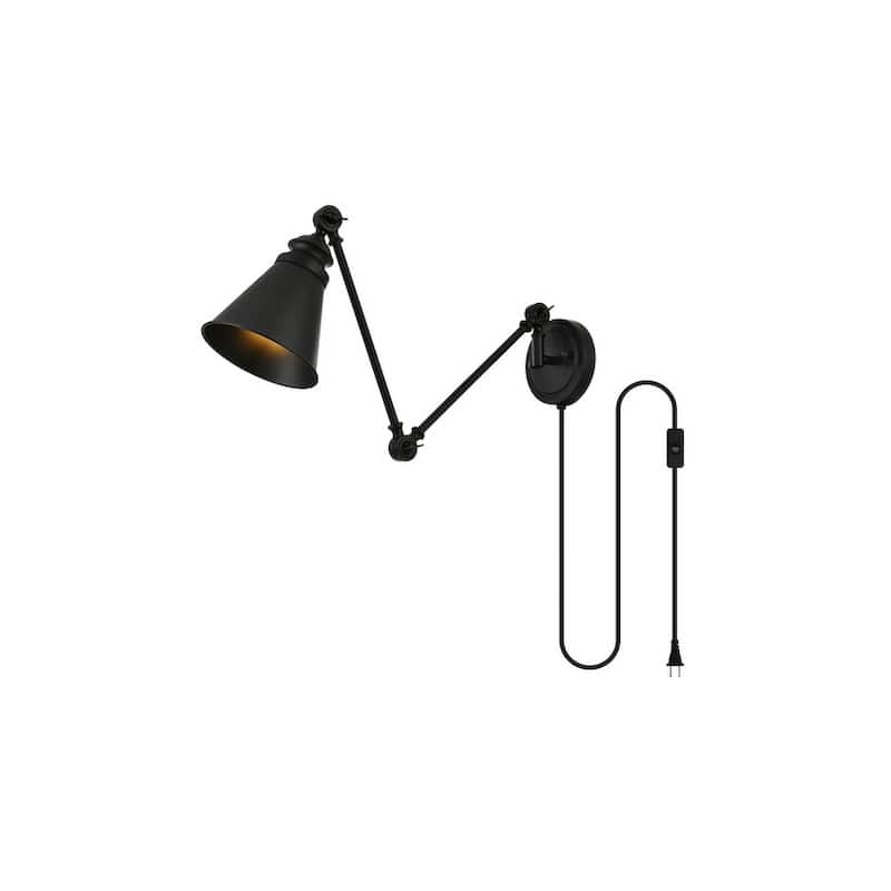 Vien 1 Light Black Swing Arm Plug In Wall Sconce