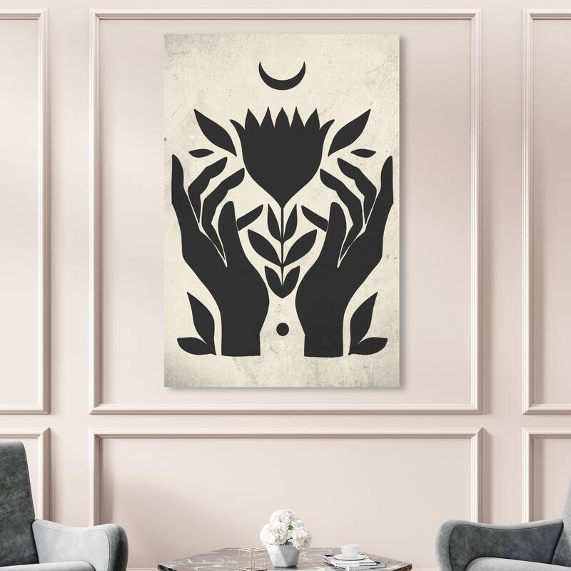 Wynwood Studio Canvas Floral Lunar Floral Blossom Black and Pastel Black Modern & Contemporary Wall Art Canvas Print - 54 x 36