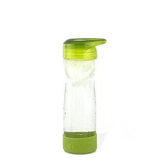 Full Circle Hydrate Mate glass travel water bottle, 16-Ounce, Lime Green