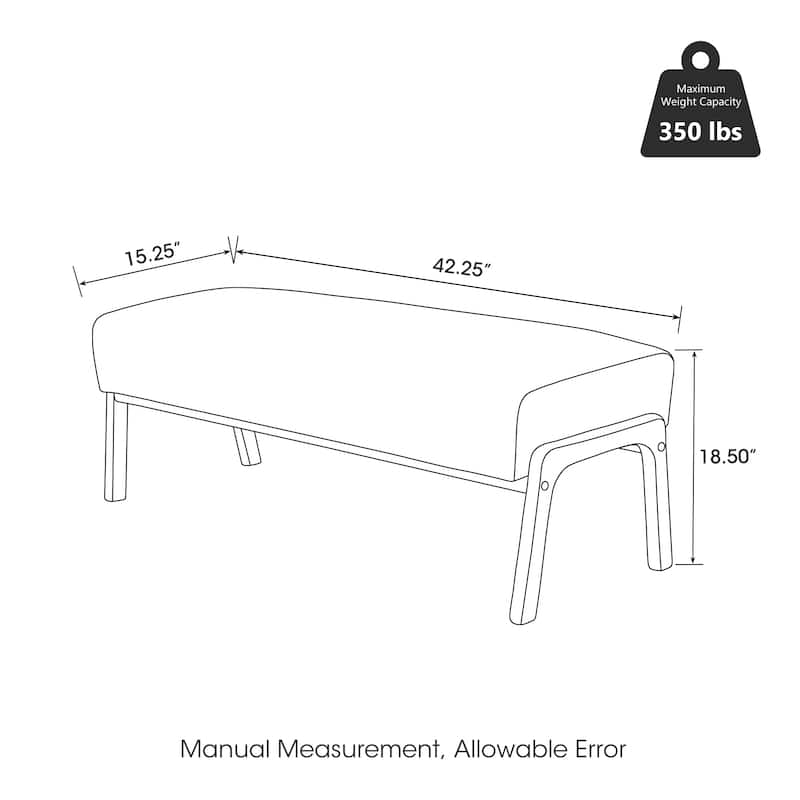 Glitzhome 42.25"W Modern Leatherette Bench with Walnut Rubberwood Legs