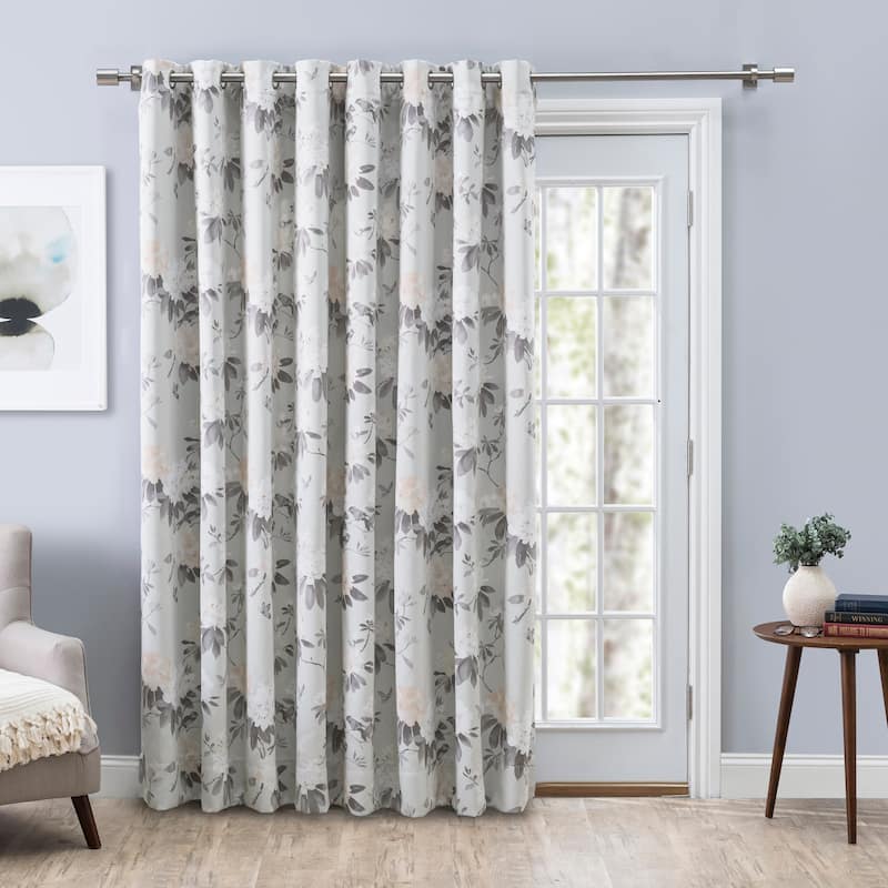 Mystic Garden Premium Floral Blackout Grommet Patio Curtain Panel W Wand - 104"W x 84"L