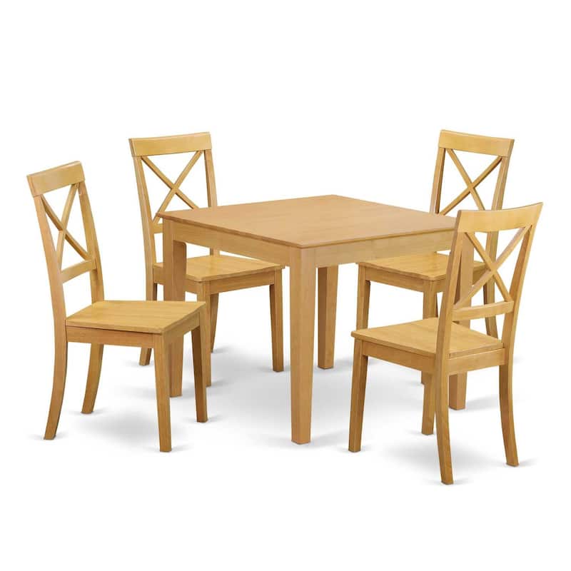 HomeStock 4-Pc Natural Oak Finish Solid Wood Top - Dining Room Set - Seats 4