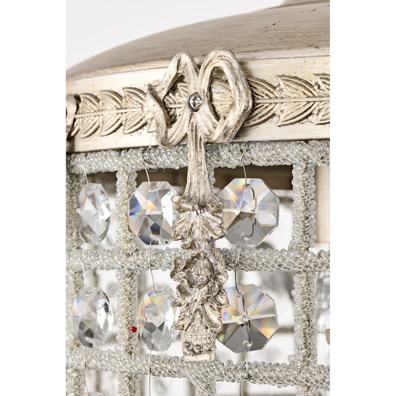 Antiqued 4-Light Glam Chandelier with Crystal Beaded for Living Room