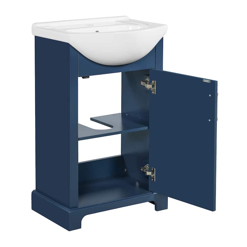 20" Freestanding Bathroom Vanity with White Farmhouse Ceramic Sink - 19.7'' x 13.4'' x 33.4''