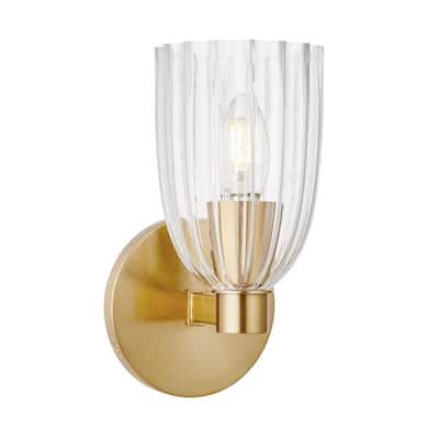 Bellevue SHWS47275 Meridian 9" Tall Bathroom Sconce with Clear Pleated