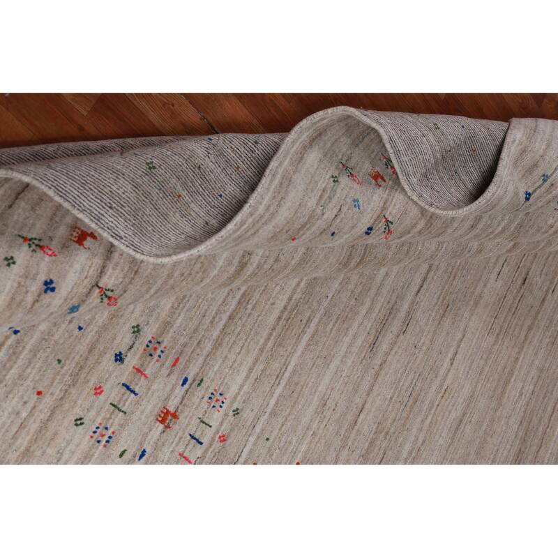Tribal Gabbeh Indian Rug Hand-Knotted Wool Carpet - 8'5" x 9'9"