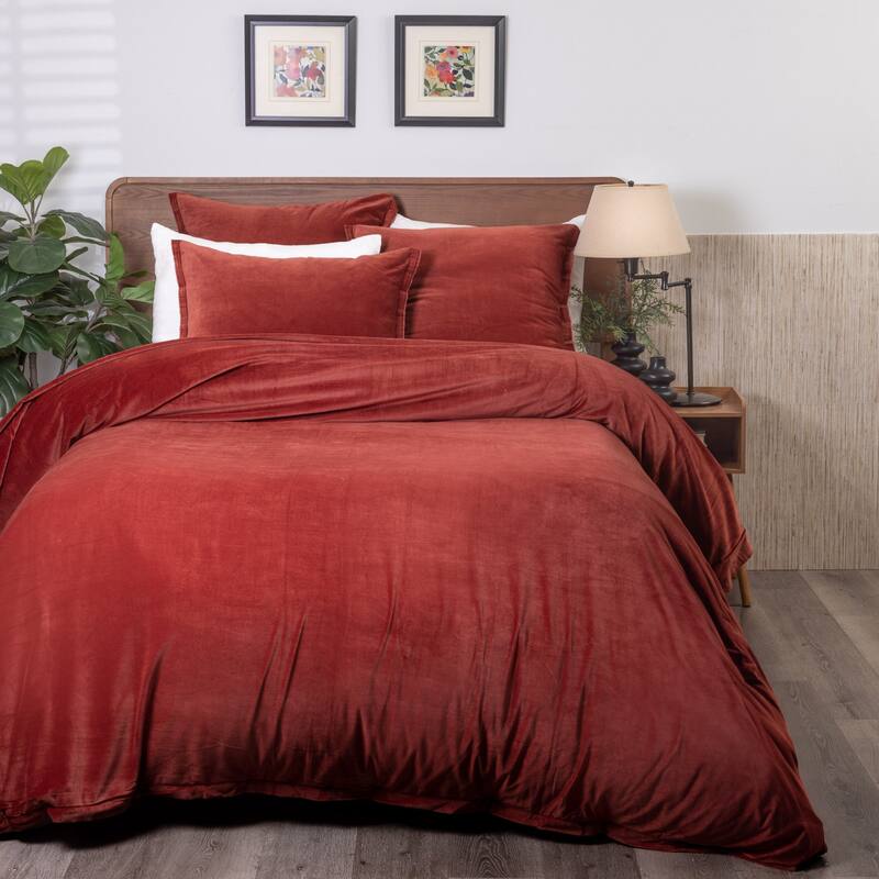 Tahoma, Cotton Blend, Brick, Duvet Cover