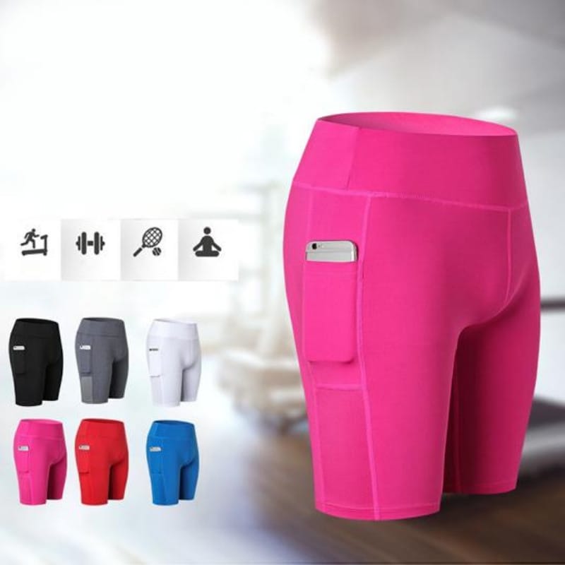 Yoga shorts with phone pocket clearance
