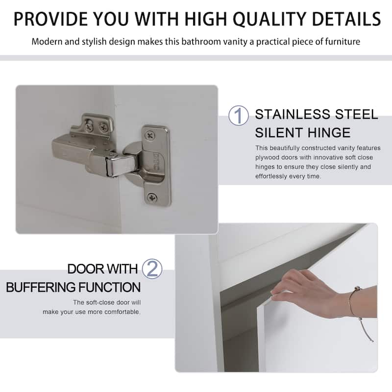 BNK 16/18 Inch Single Sink Bathroom Vanity with Soft Close Door