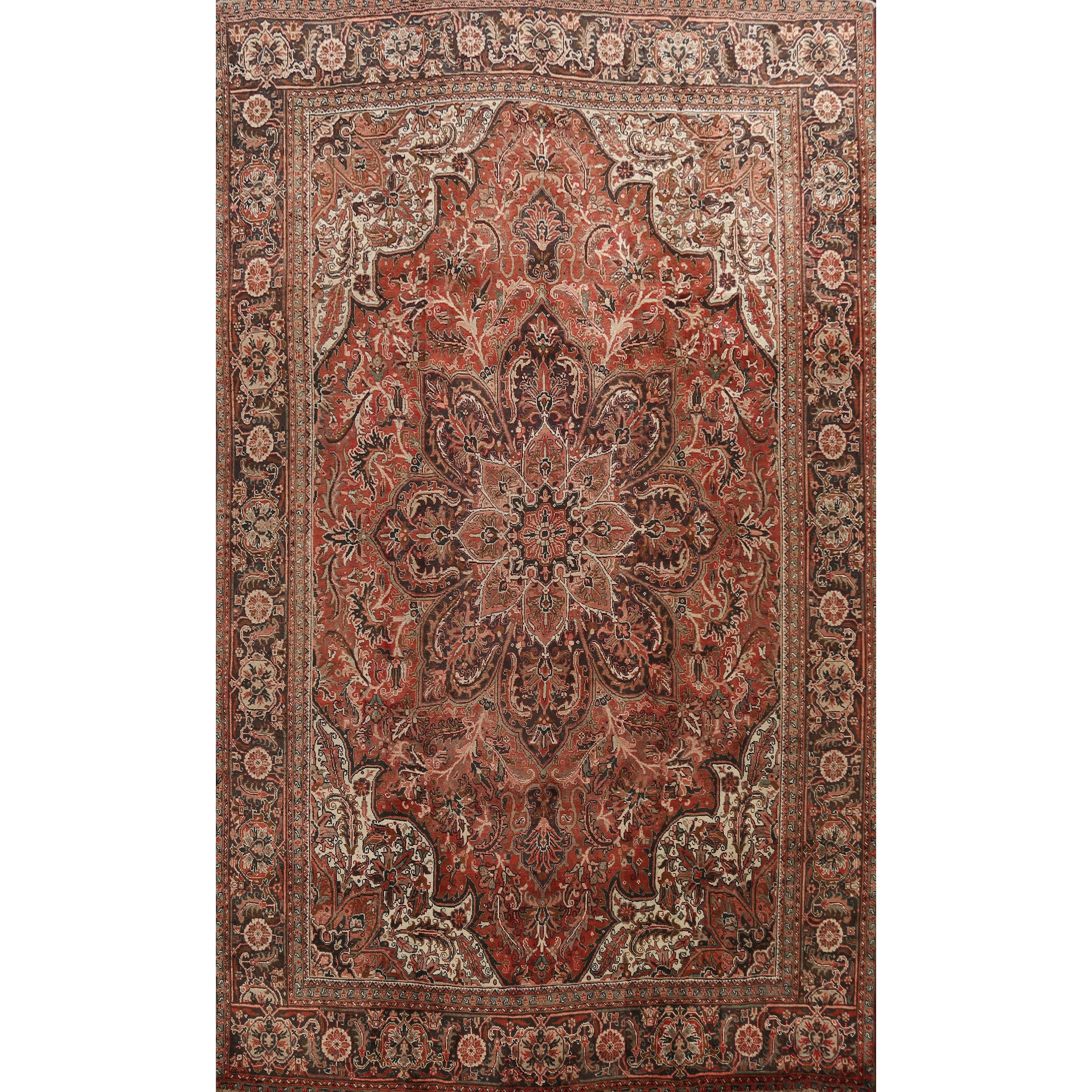 Shop Antique Floral Heriz Persian Area Rug Wool Handmade Living Room Carpet 9 9 X 12 7 Overstock 32224061