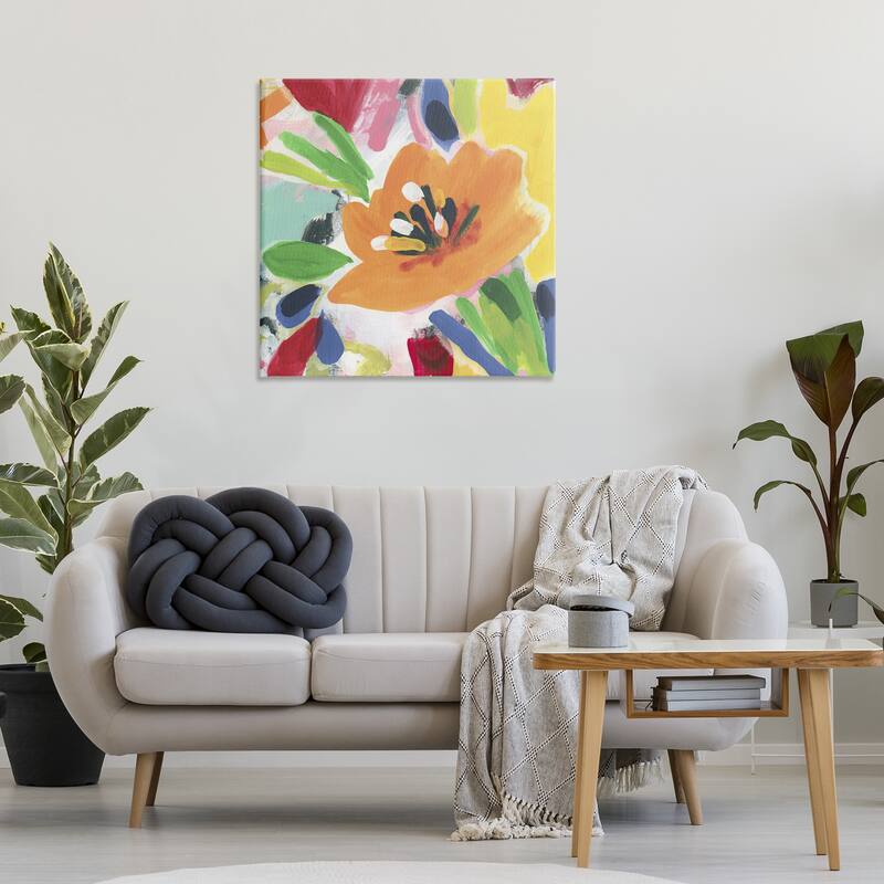 Stupell Vivid Orange Flower Impressions Canvas Wall Art Design By June Erica Vess