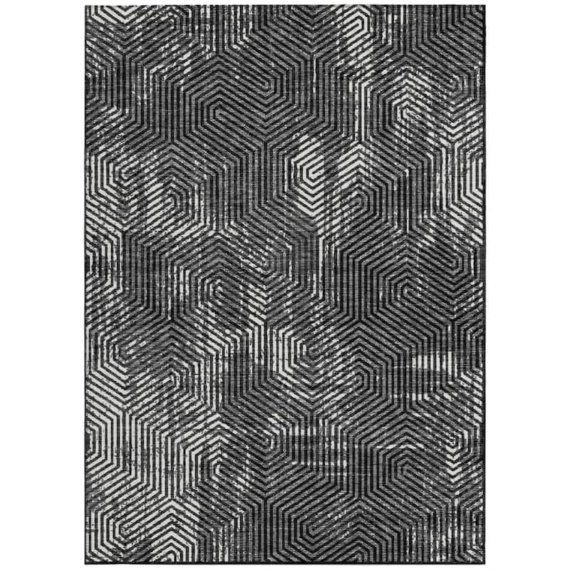 HomeRoots Geometric Transitional Rectangle Outdoor Rug