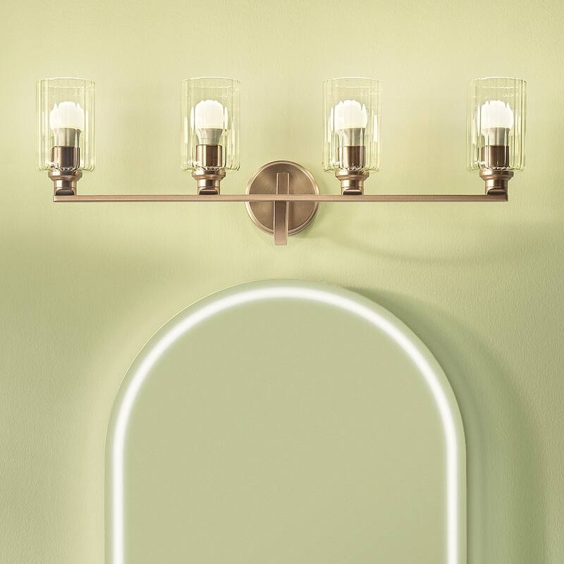 Kichler Lighting Gioe 32.25" 4-Light Vanity Light with Clear Fluted Glass in Champagne Bronze