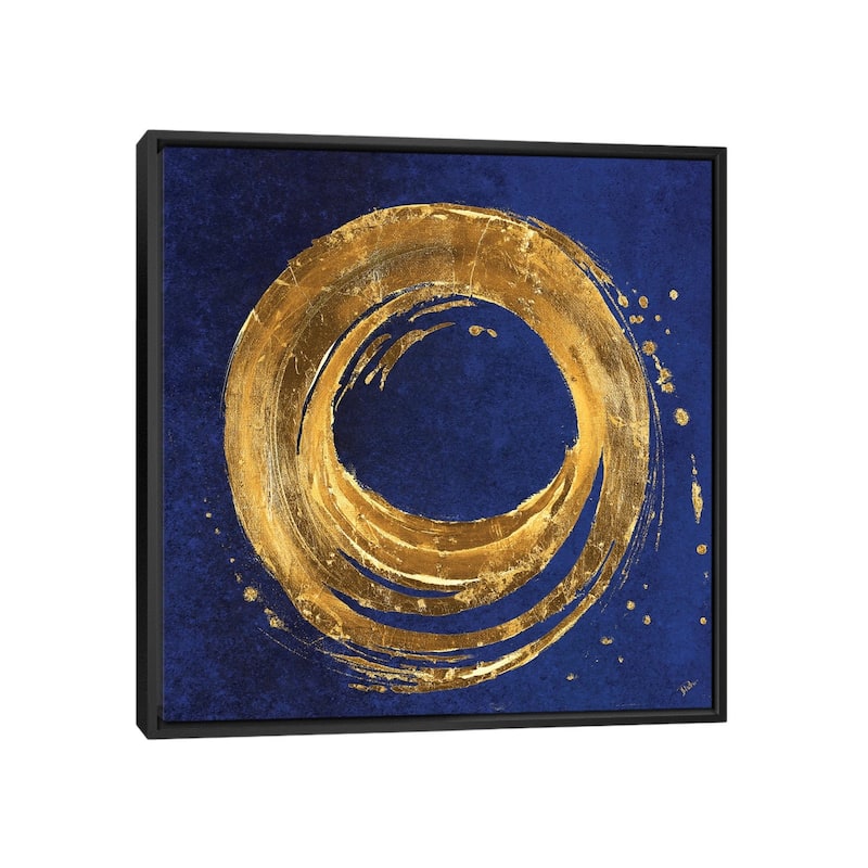 iCanvas "Gold Circle on Blue" by Patricia Pinto Framed Canvas Print - Black - 18x18