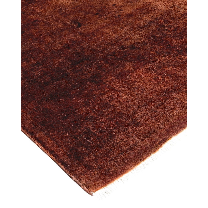 Overton Hand Knotted Wool Vintage Inspired Modern Contemporary Overdyed Brown Area Rug - 5' 2" x 8' 3"