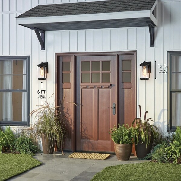 Modern Black Outdoor Wall Lantern Farmhouse 2 Pack Barn Wall Sconces Metal and Glass for Patio On Sale Bed Bath Beyond 35613384
