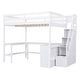 preview thumbnail 26 of 32, Full Size Loft Bed with Built-in L Shaped Desk & 3 Storage Shelves, Wooden Bedframe w/Storage Stairs & Full-Length Guardrail
