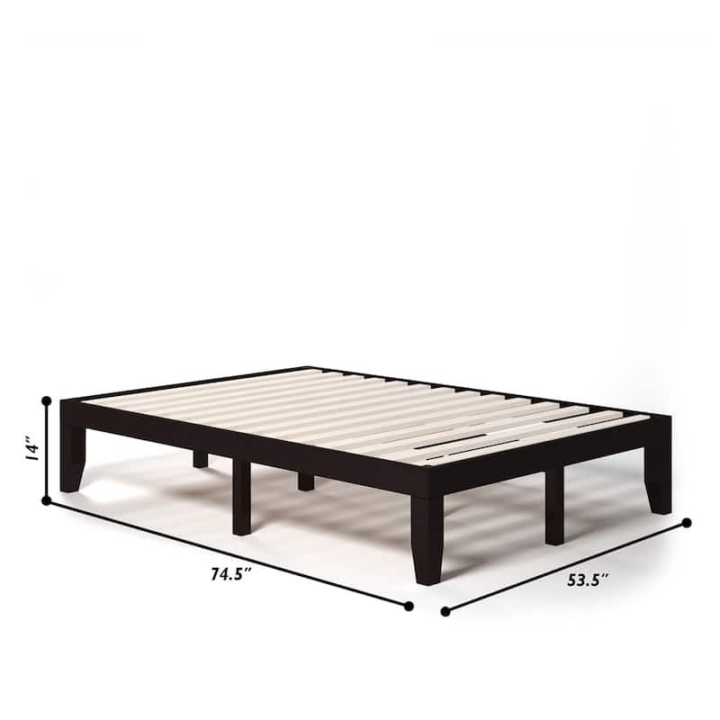 Gymax 14'' Full Size Wooden Platform Bed Frame w/ Strong Slat Support