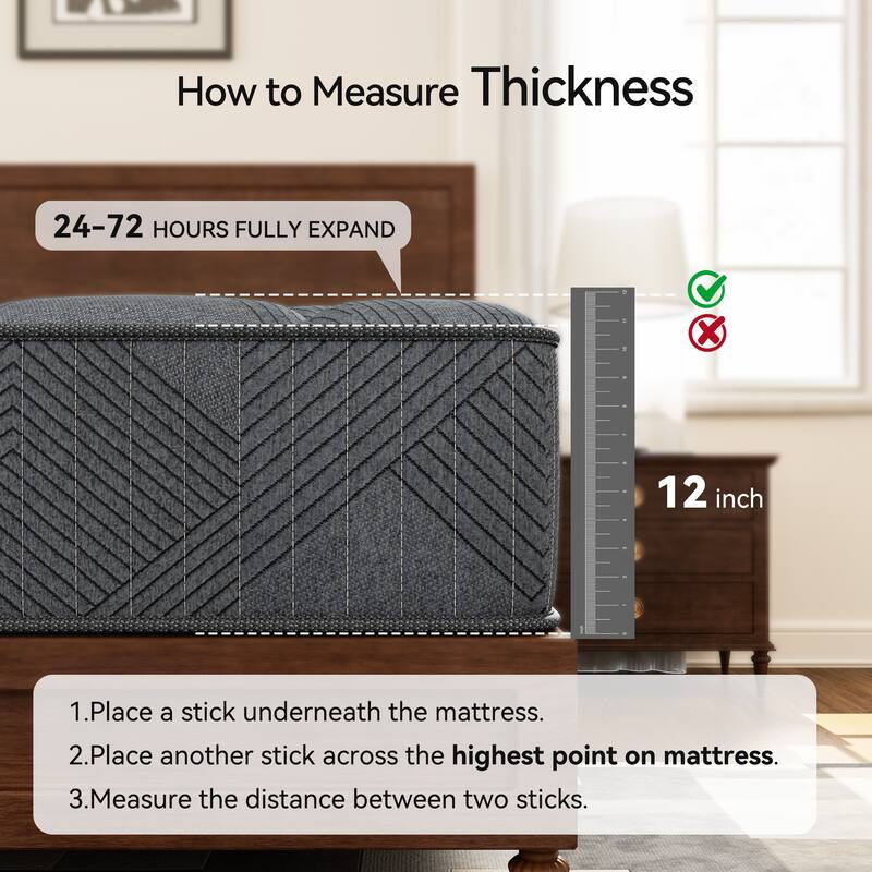 SweDrea 8/12 in. Firm Pillow Top Gel Memory Foam Innerspring Hybrid Mattress with CertiPUR-US, SGS and OEKO-TEX Certified