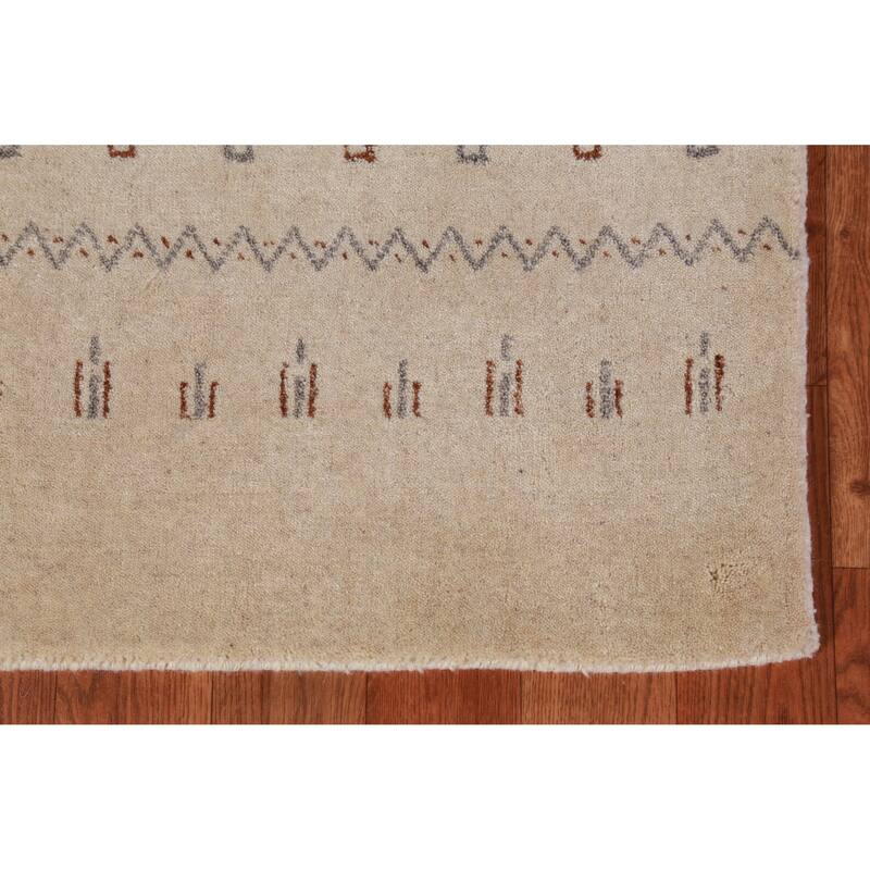 Hand Knotted Oriental 100% Wool Carpet Tribal Tribal Beige & Ivories Gabbeh Area Rug - 3' 0'' X 2' 0''