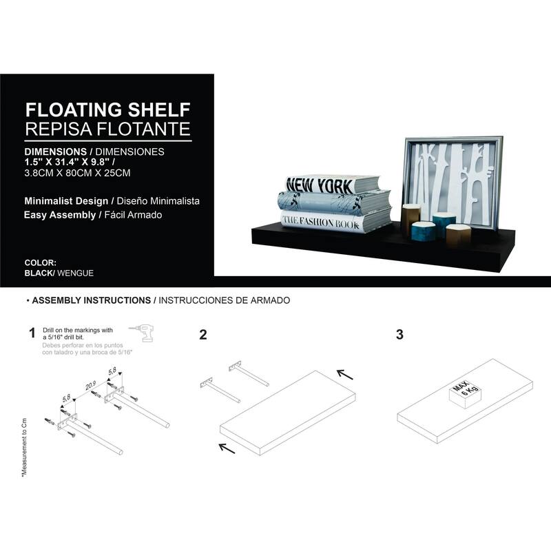 32-Inch Wall-Mounted Floating Shelf Set of Two