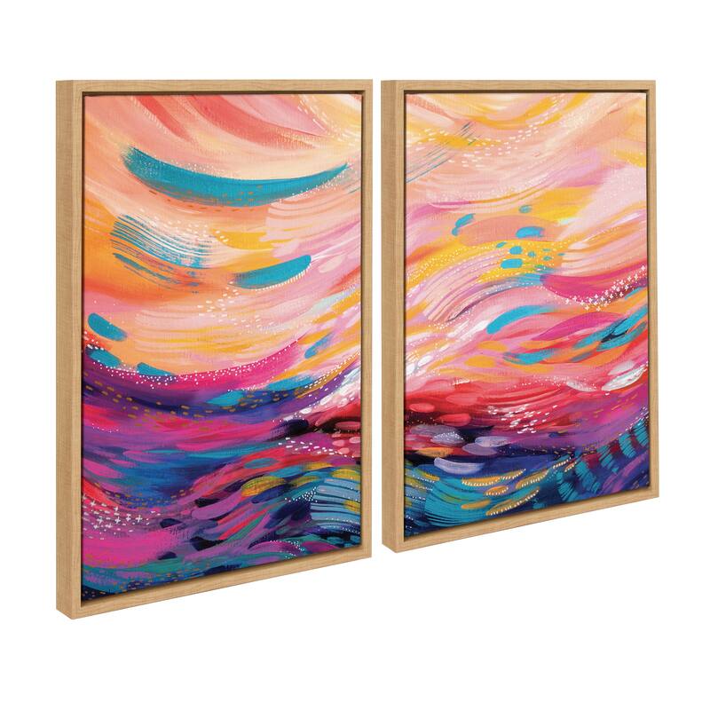 Kate and Laurel Sylvie Strokes 90 Framed Canvas Set by Jessi Raulet