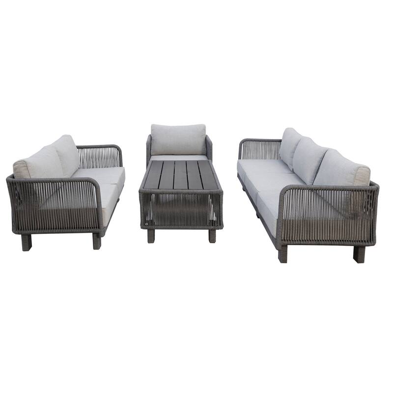 Cancun Aluminum Deep Seating Set with Silver Cushion