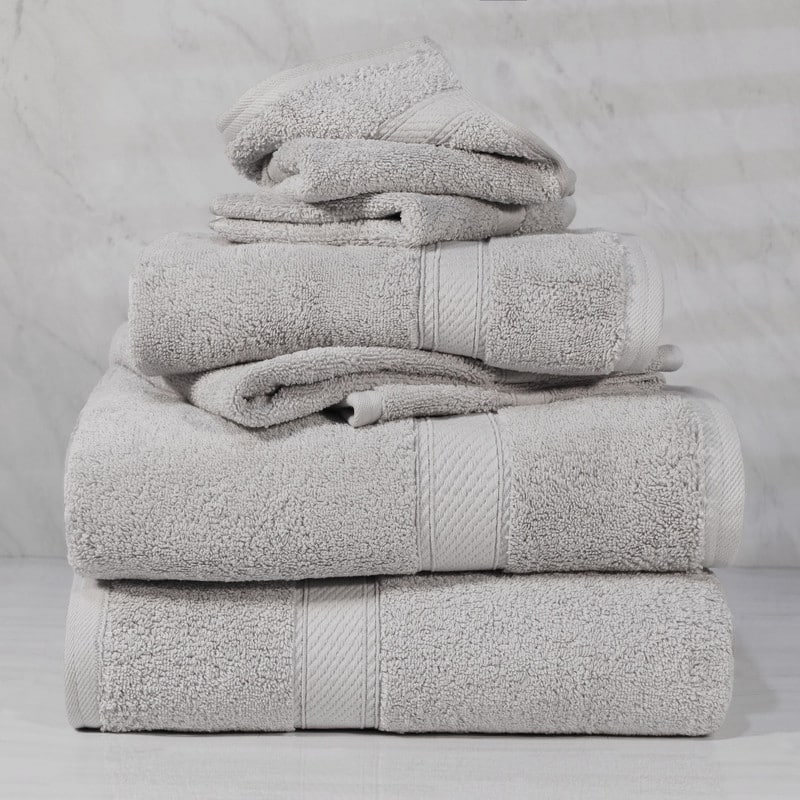 Superior Egyptian Cotton Pile Heavyweight 6-Piece Towel Set - 6-Piece Set - Silver