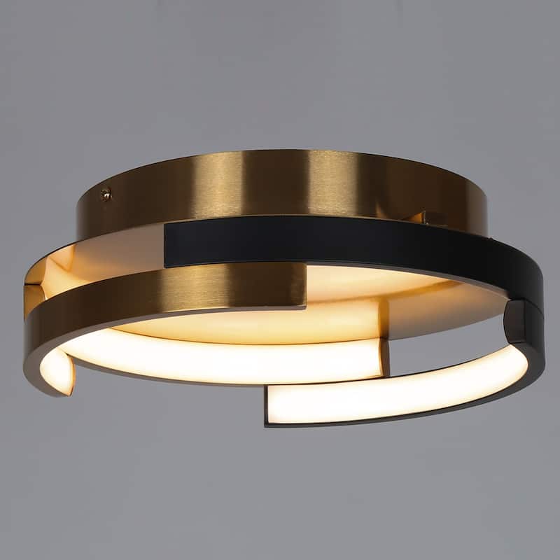 Black Gold Modern Metal Round Flush Mount Ceiling Lights for Kitchen - 12" D x 3.5" H