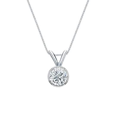 Auriya 14-karat Gold 0.45ctw Round Solitaire Lab Grown Diamond Necklace Bezel (F-G VS) - 0.45