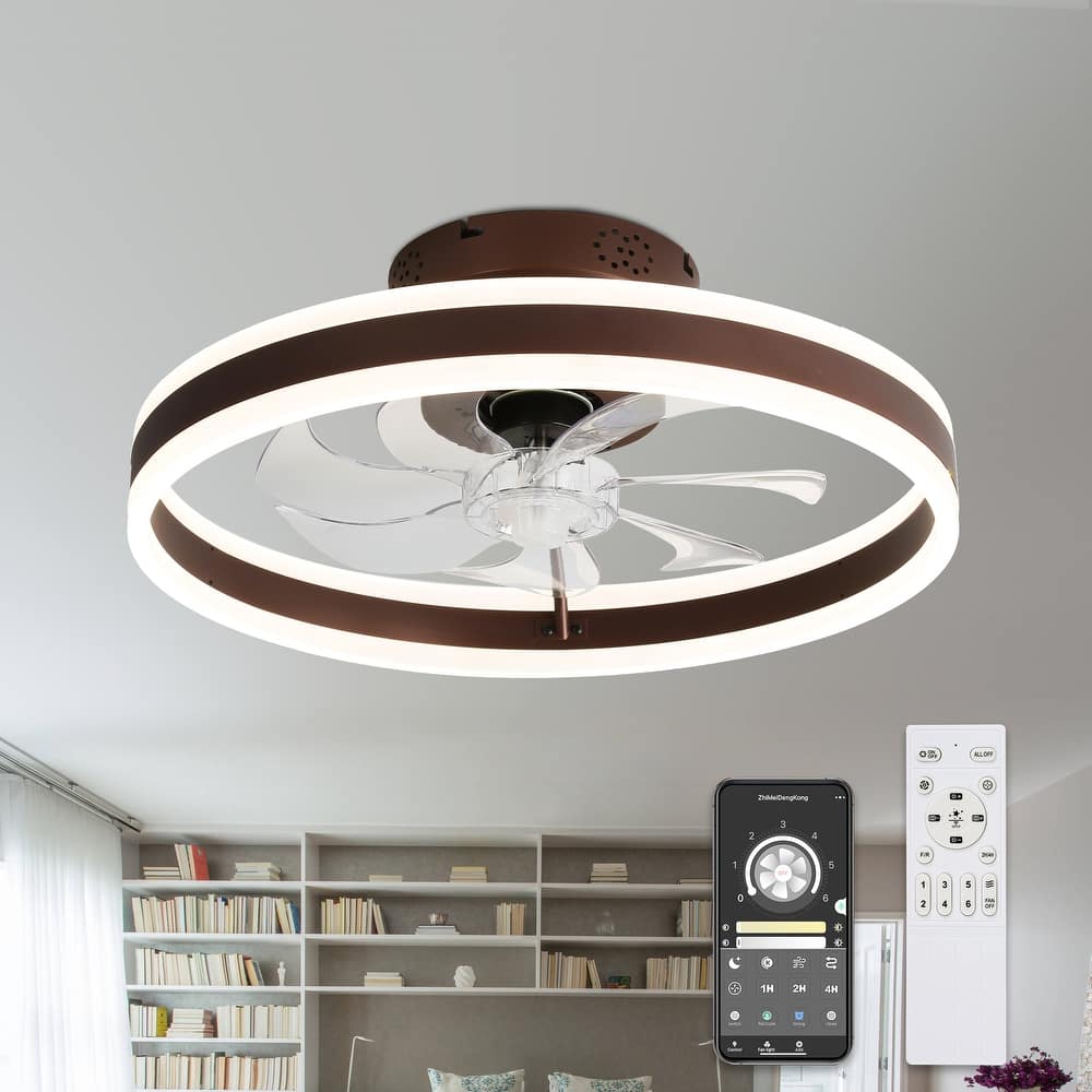 20" Modern Reversible Ceiling Fan with Dimmable Light, 6-Speed Ceiling Fan with Remote and APP Control