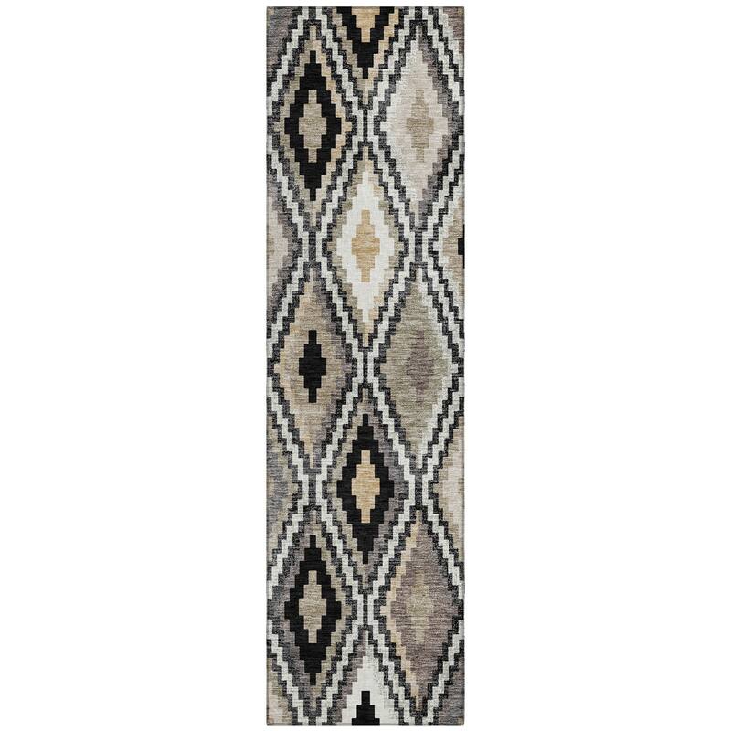 Machine Washable Indoor/ Outdoor Global Geo Chantille Rug